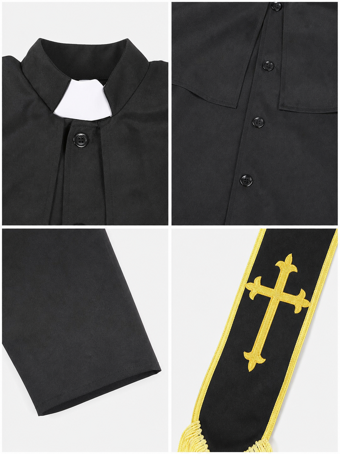 Black medieval-style costume designed to create a striking look for costume