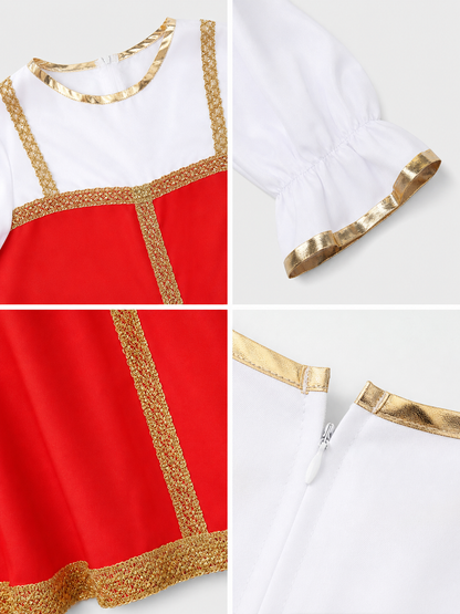 Russian Folk Midi Dress with Hat