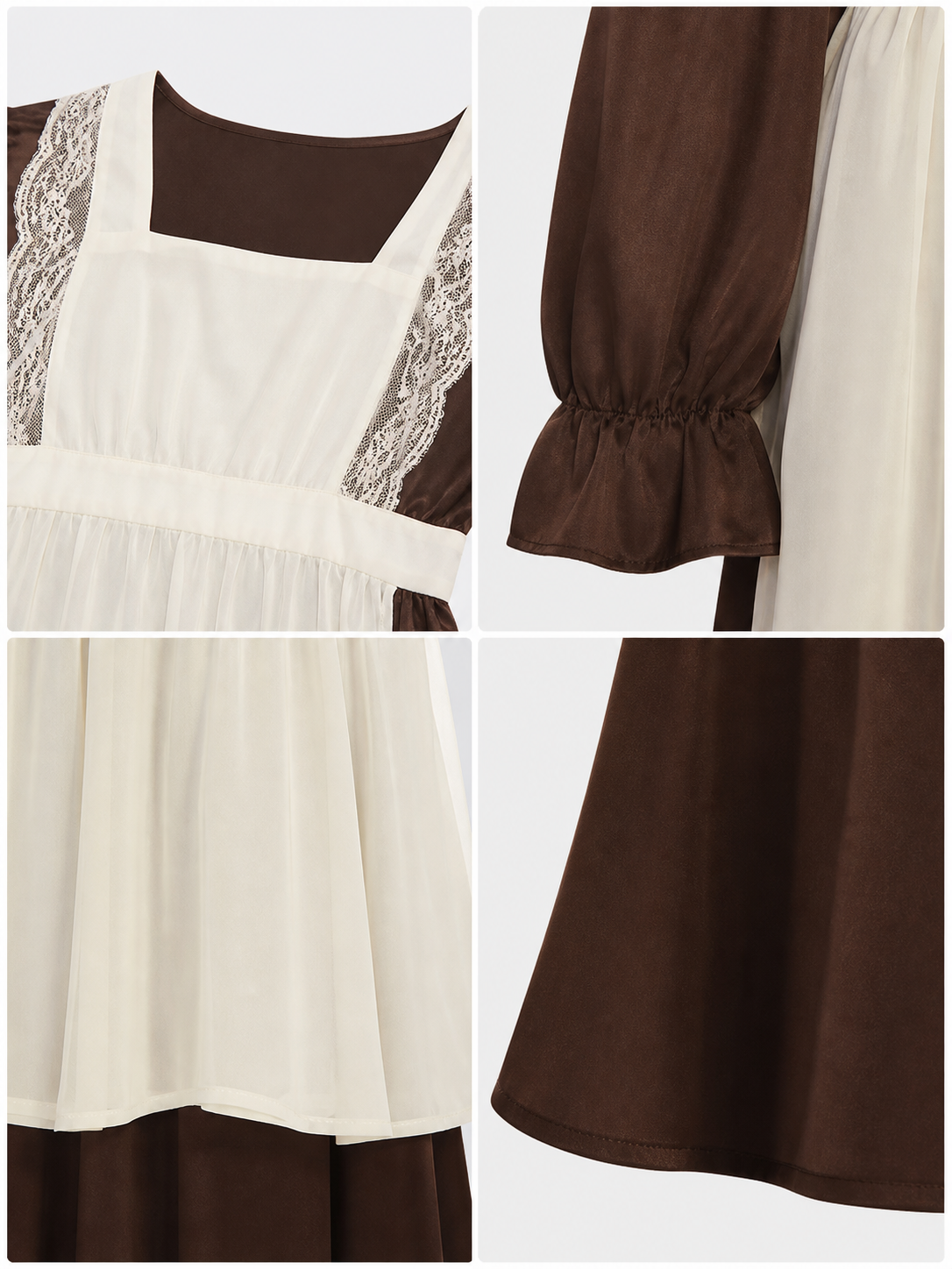 Victorian costume with dress, apron, and bonnet