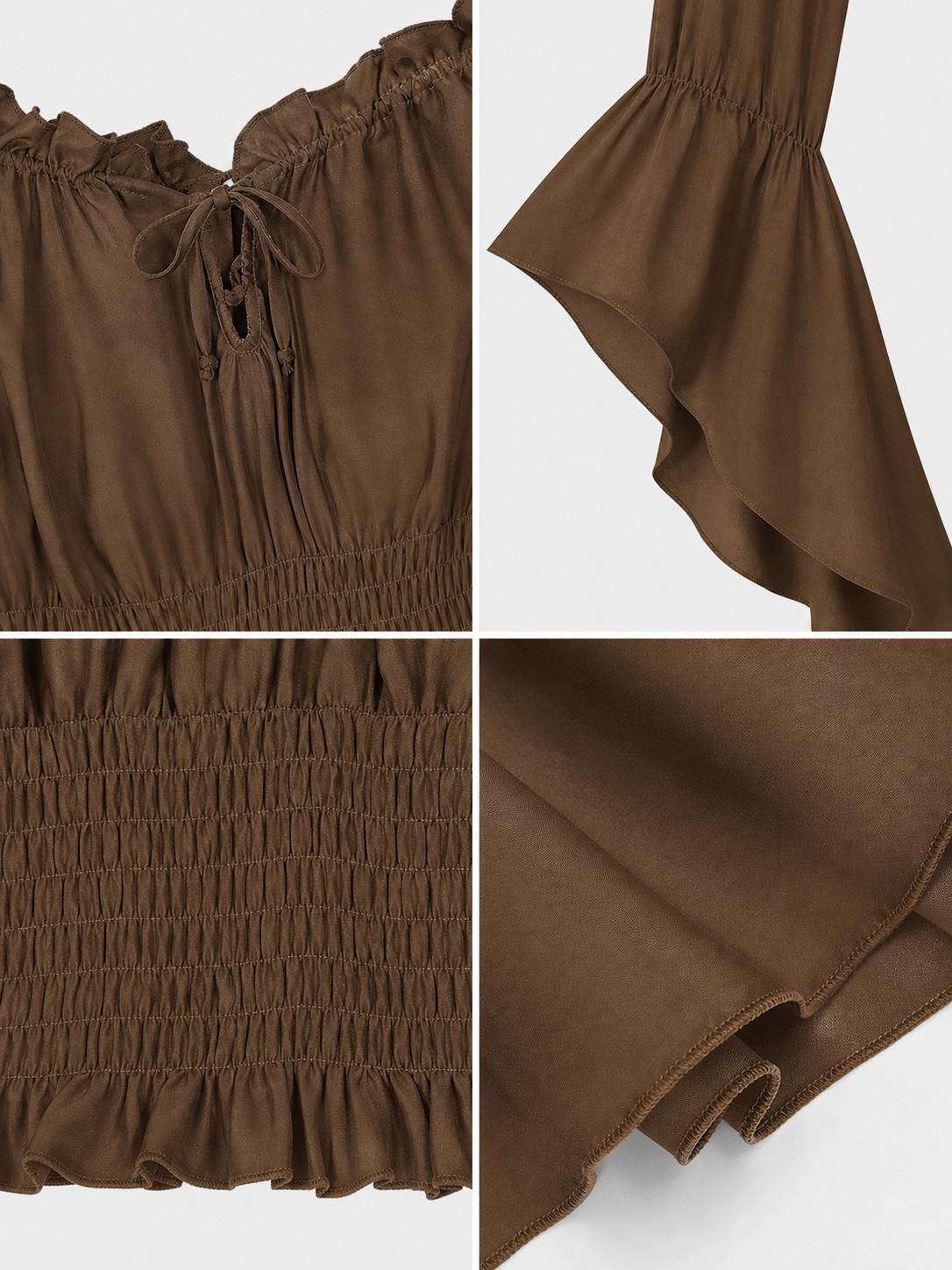 Cropped Ruffled Blouse with Front Tie