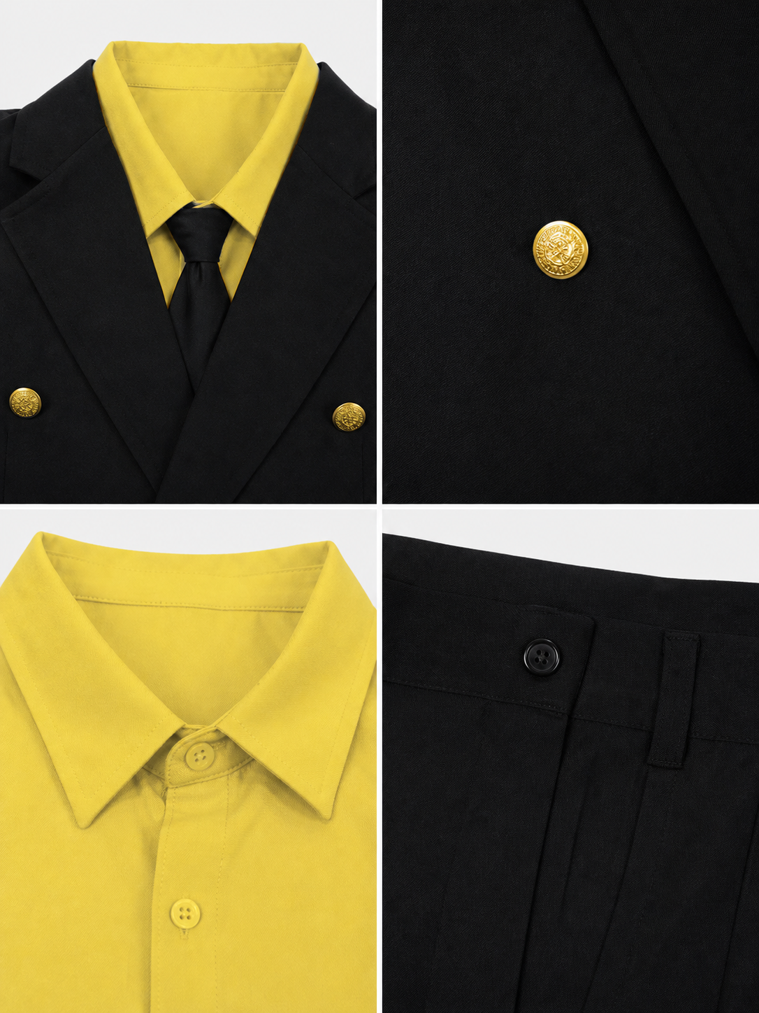 Sanji Wano Cosplay Costume: Black Double-Breasted Suit