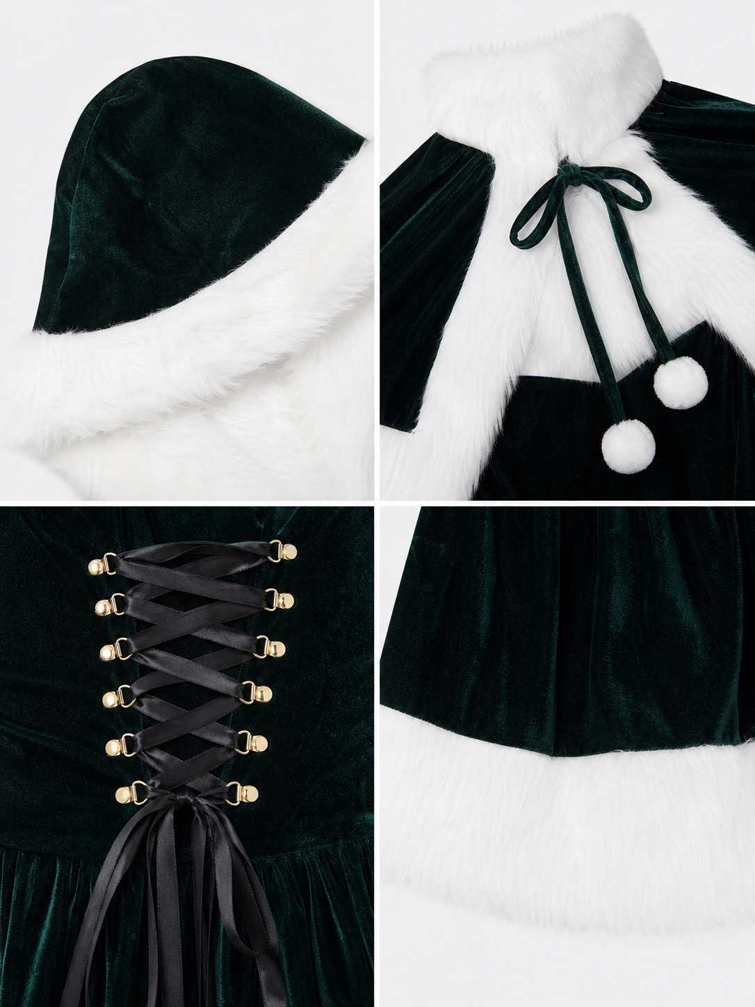 Retro Costume: Christmas-Style Dress with Cape detail view