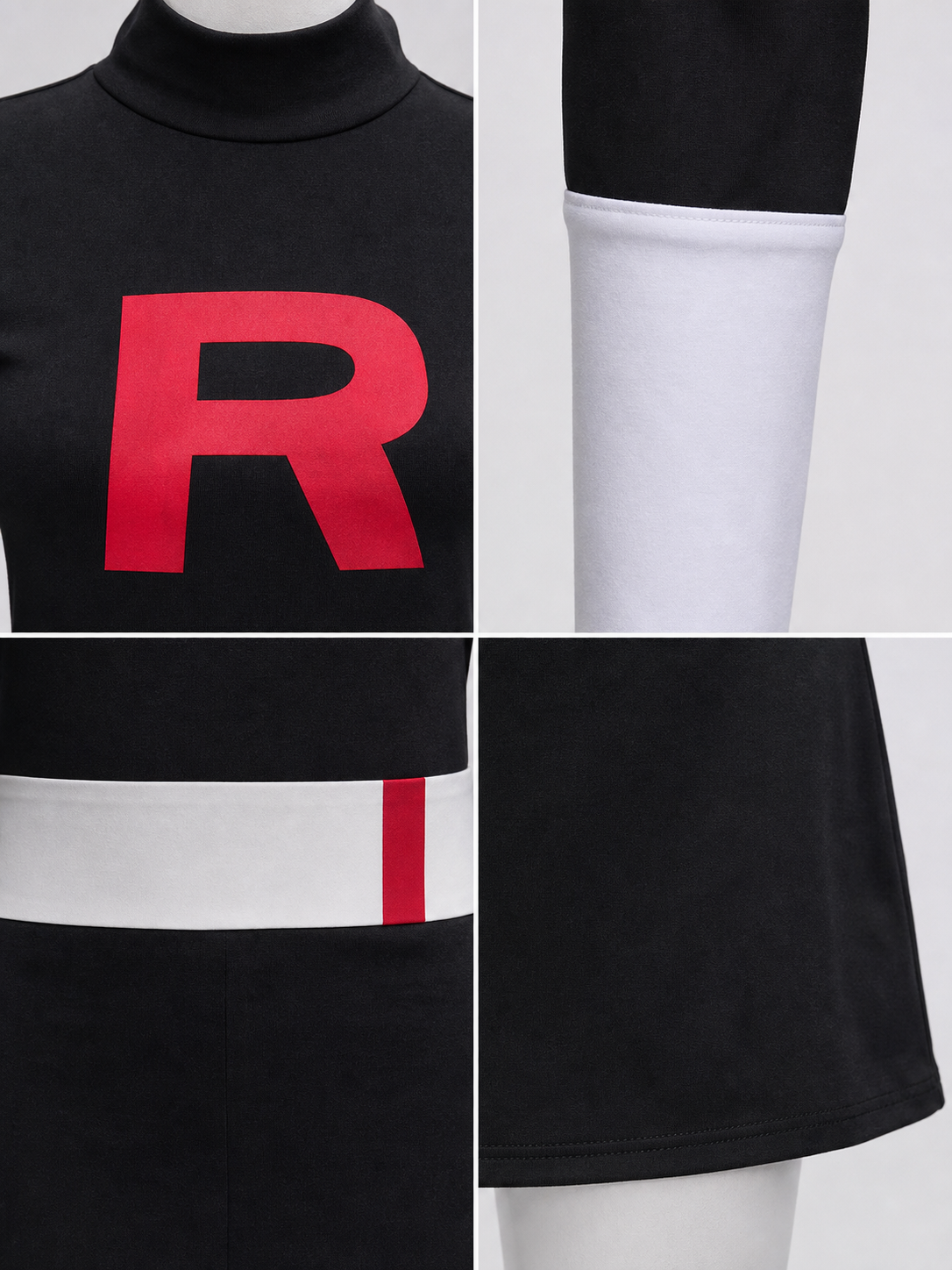 Kojiro Cosplay Dress, Black with Red Letter R