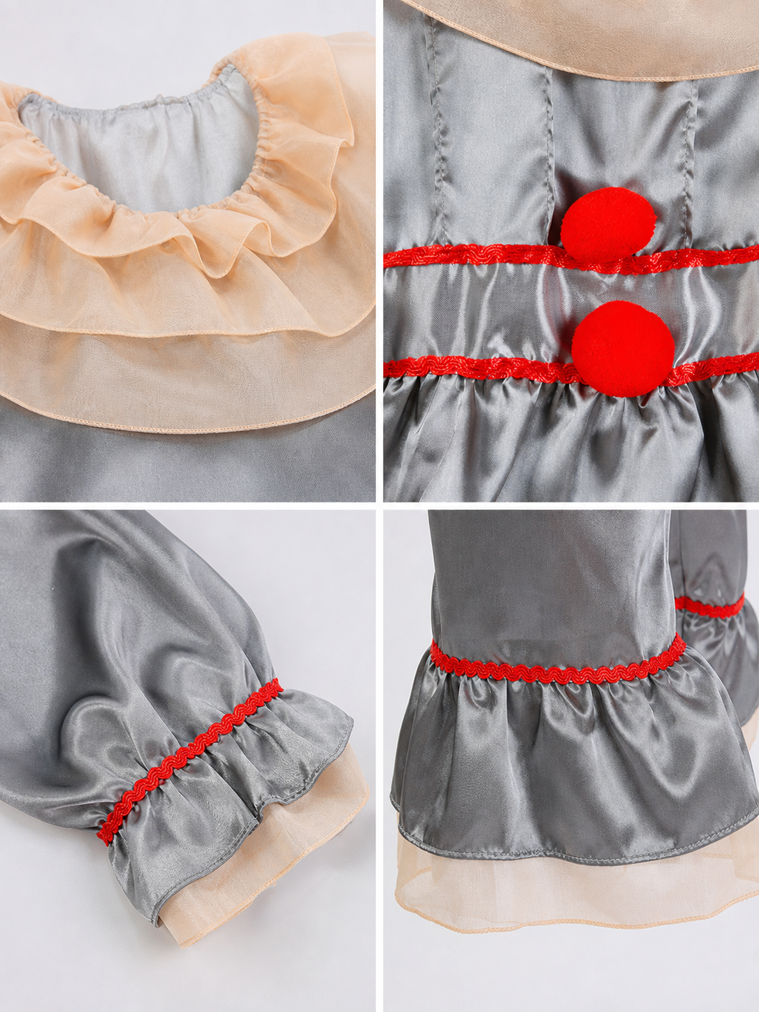 Clown Costume with Ruffles and Red Trim