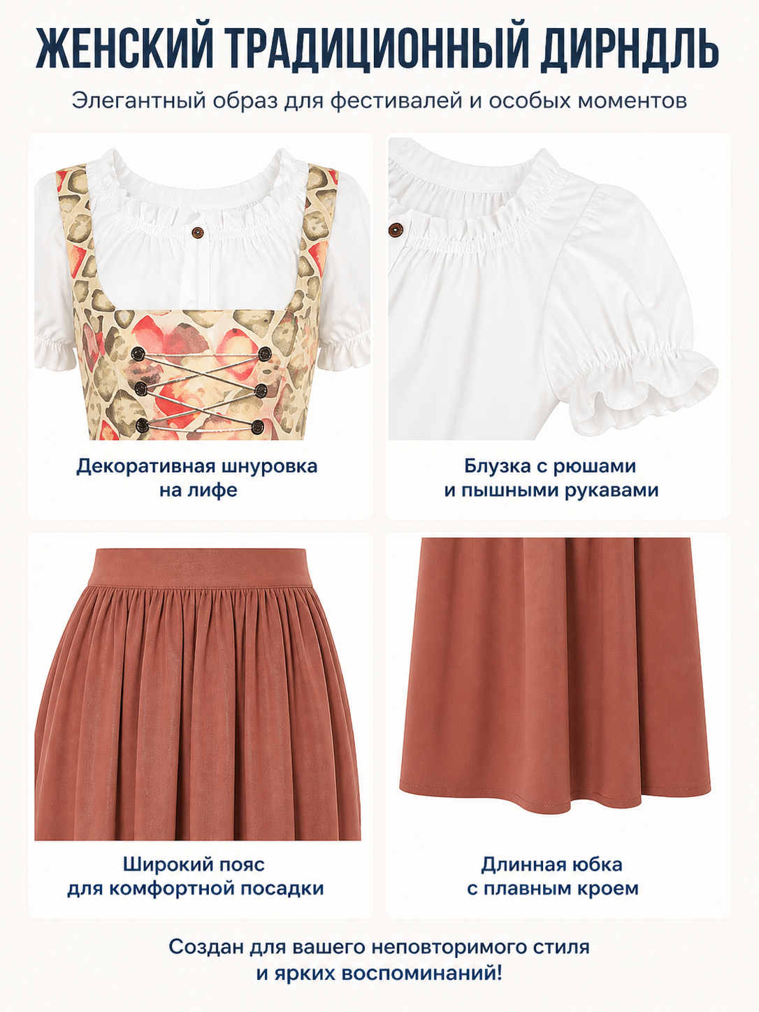 Square-Neck Dress with Puff Sleeves detail view