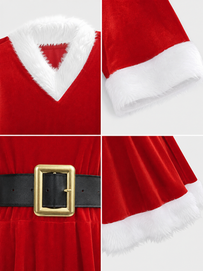 Santa Claus Costume: Dress, Hat, Belt, and Stockings
