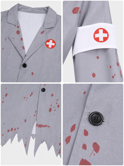 Doctor Costume with Blood Stains and Knife