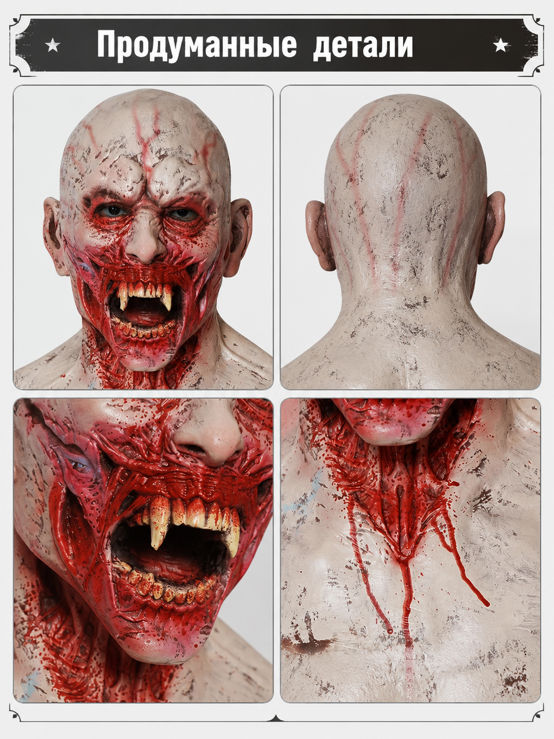 Halloween Zombie Mask with Bloody Wounds