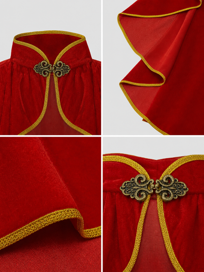 Cape Cloak with a High Collar and Gold Trim
