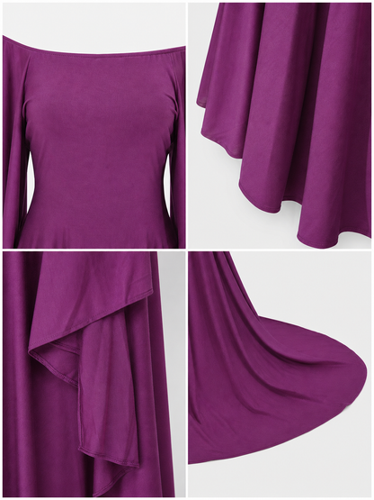 Purple Fantasy Dress with Long Sleeves