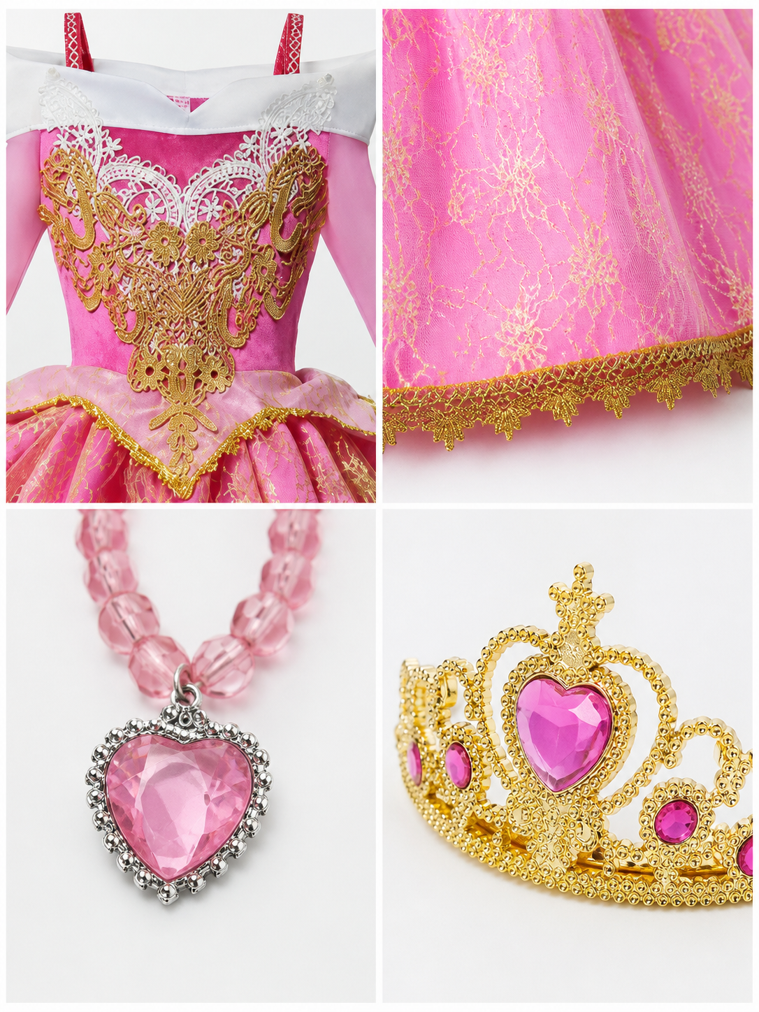 Pink and Gold Princess Costume with Accessories detail view