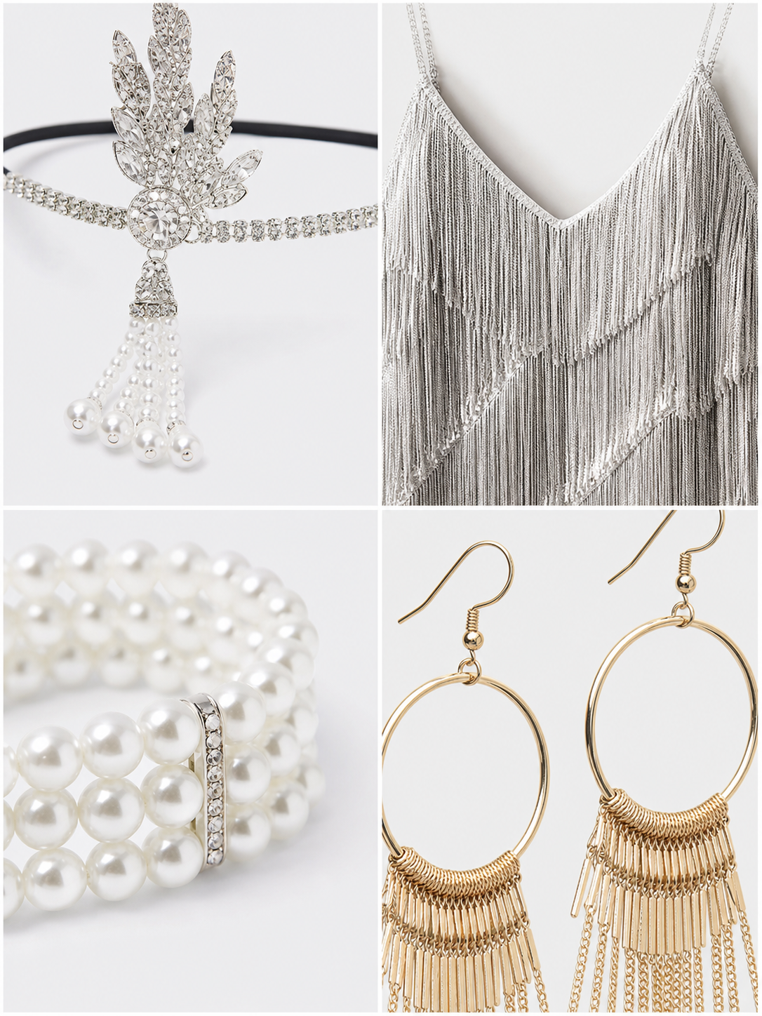 1920s-Style Fringe Dress with Accessory Set