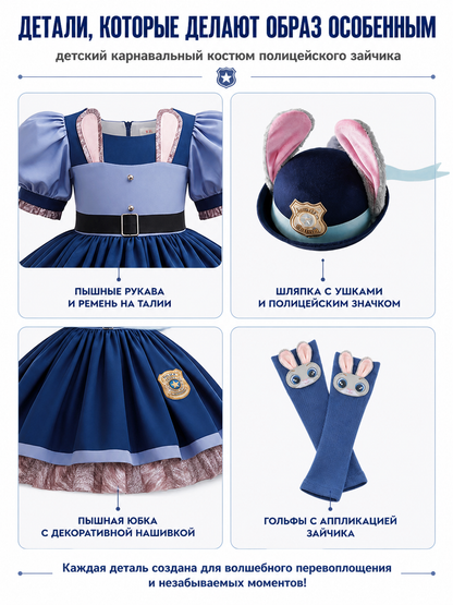 Judy Hopps Kids’ Police Officer Rabbit Costume detail view