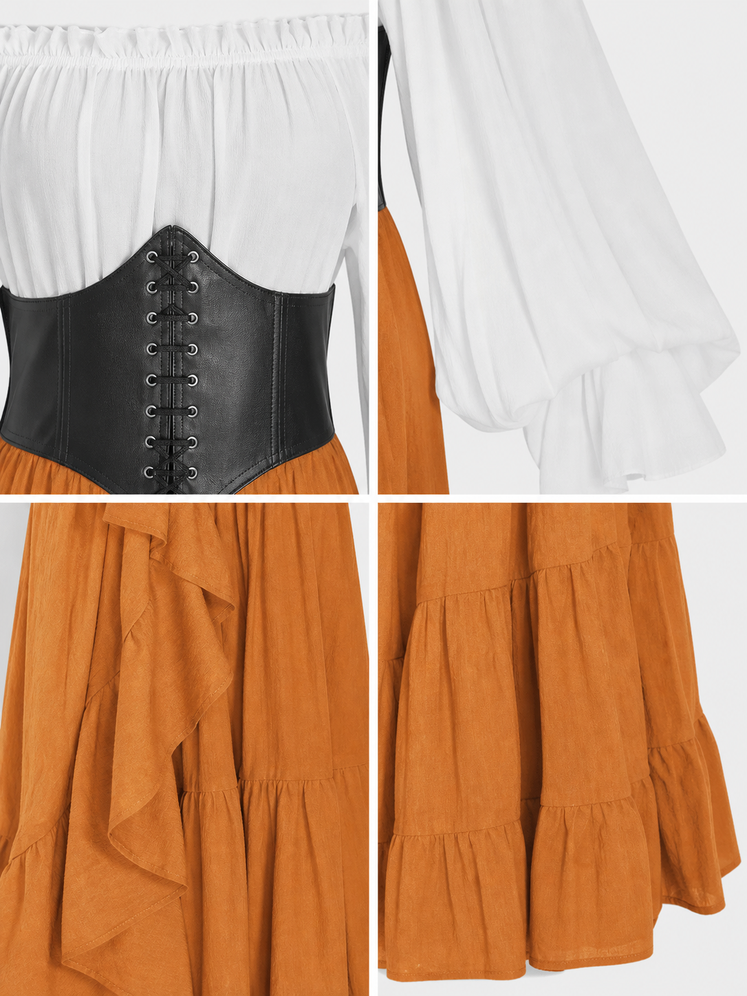 Historical Costume with Corset and Tiered Skirt