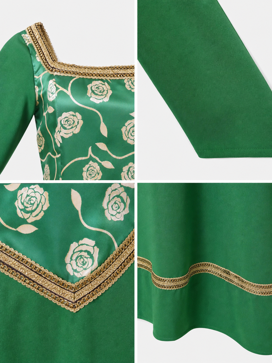 Green Fiona Cosplay Dress with Gold Decoration