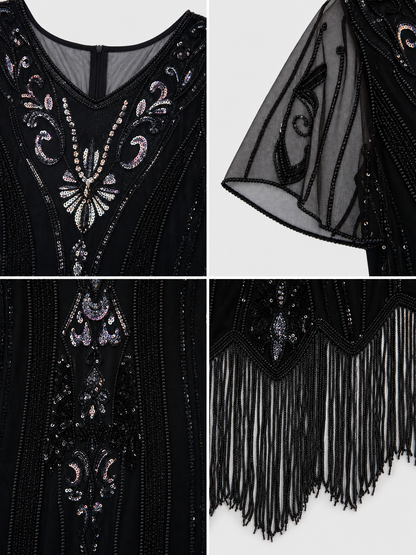 Vintage 1920s Dress with Sequins and Fringe