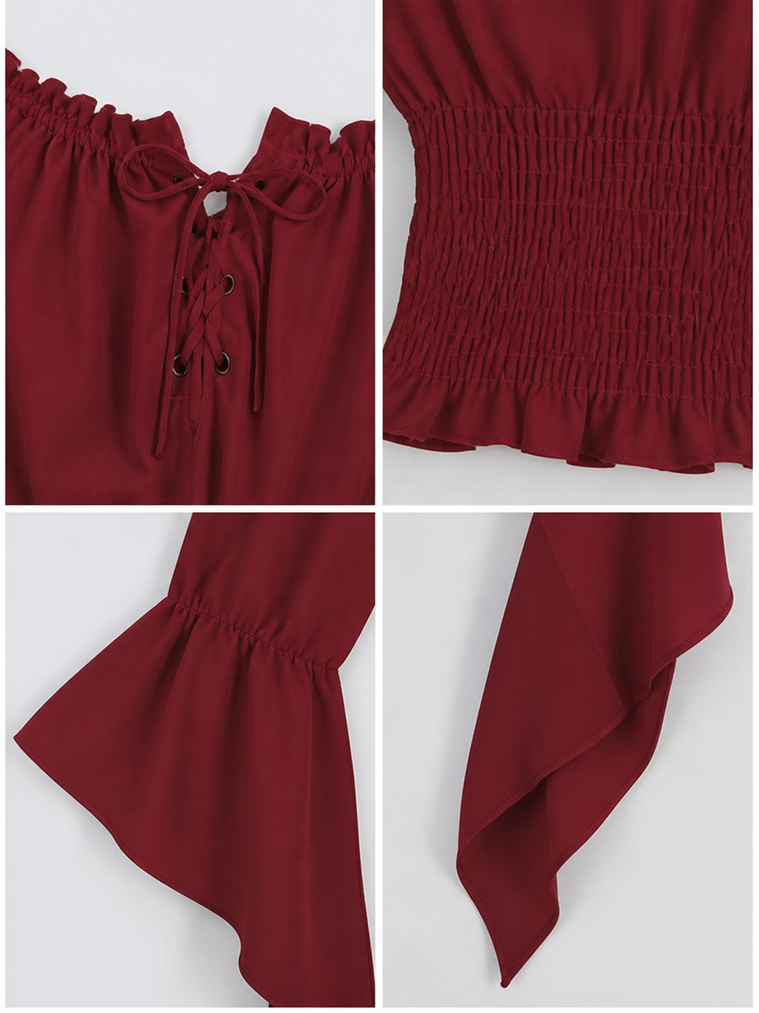 Cropped Off-the-Shoulder Lace-Up Blouse