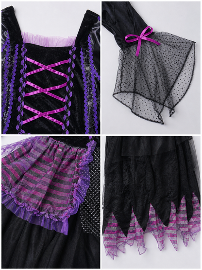 Witch Costume with Dress and Pointed Hat