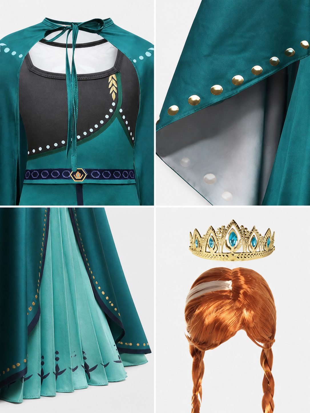 Turquoise Princess Costume for Cosplay detail view