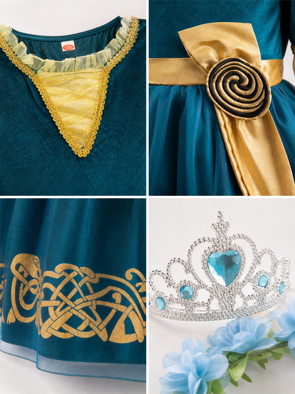 Blue-Green Princess Costume for Halloween detail view