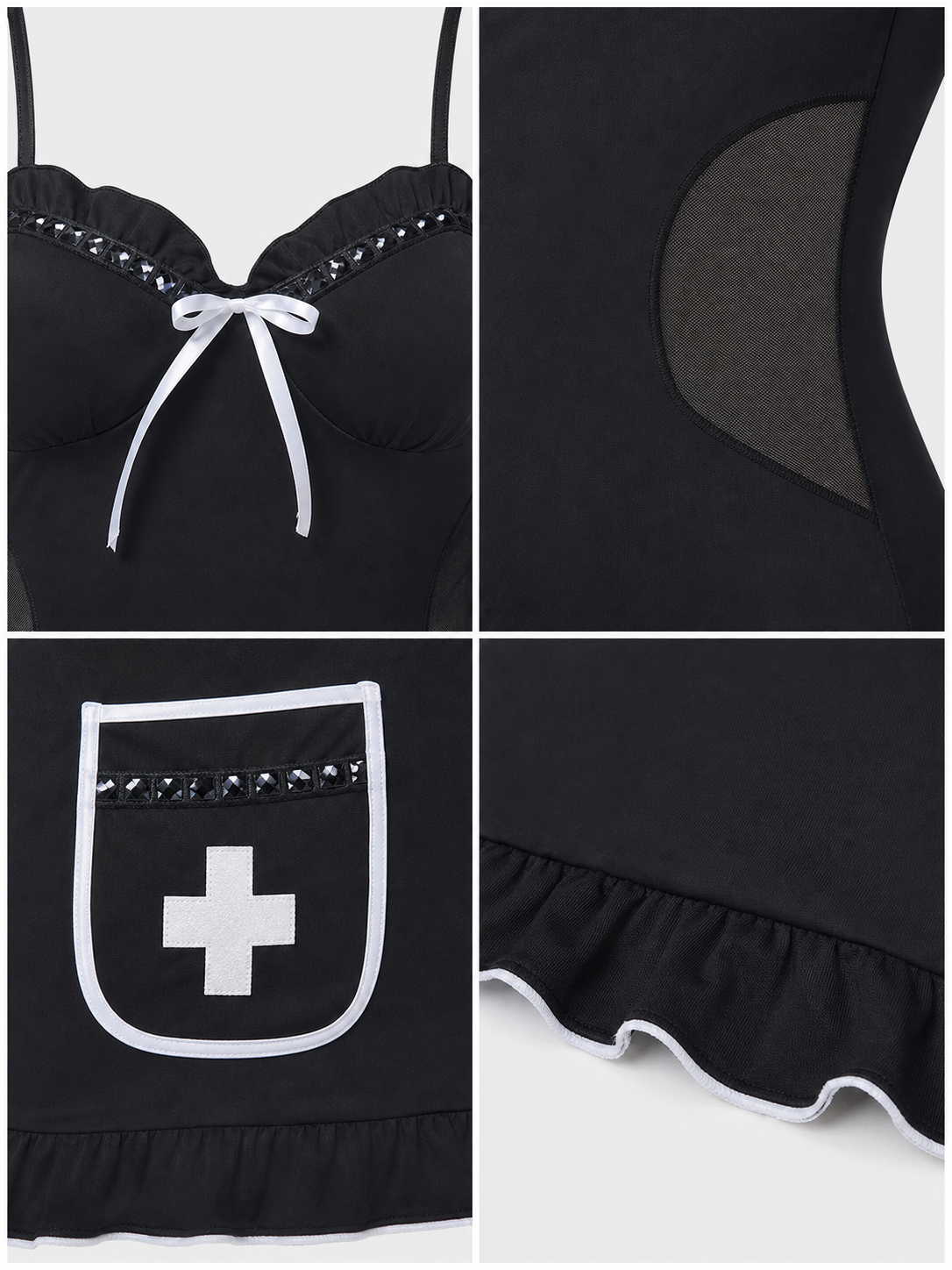 Medical Uniform: Black Dress with White Trim