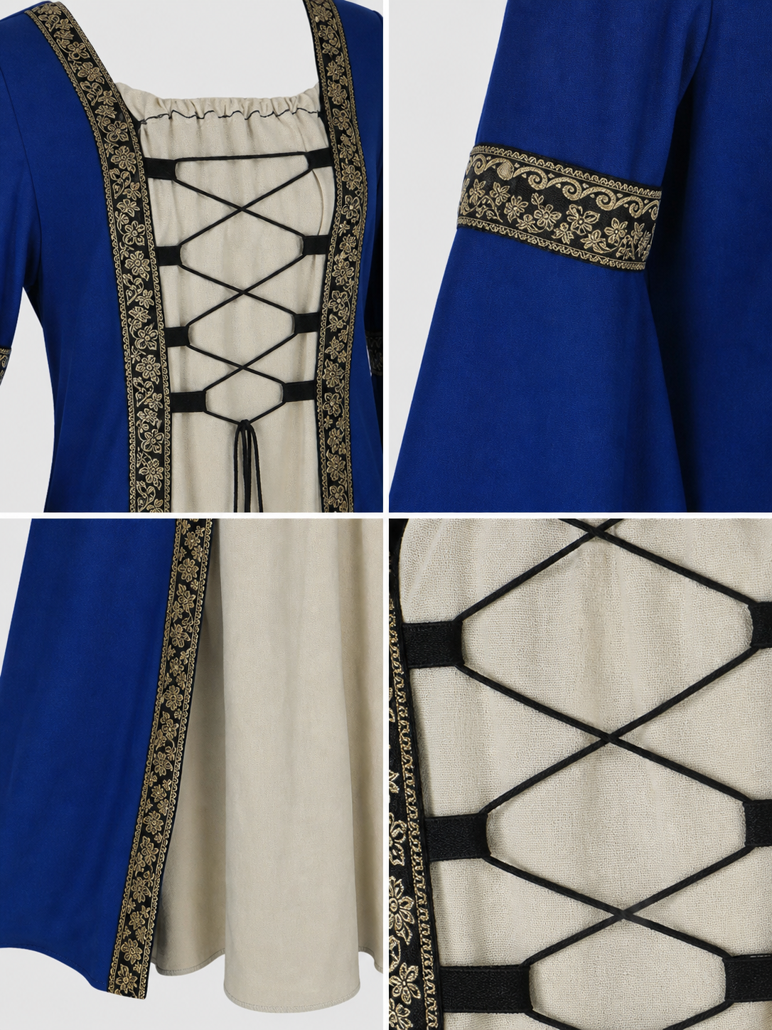 Long Medieval-Style Dress with Lacing