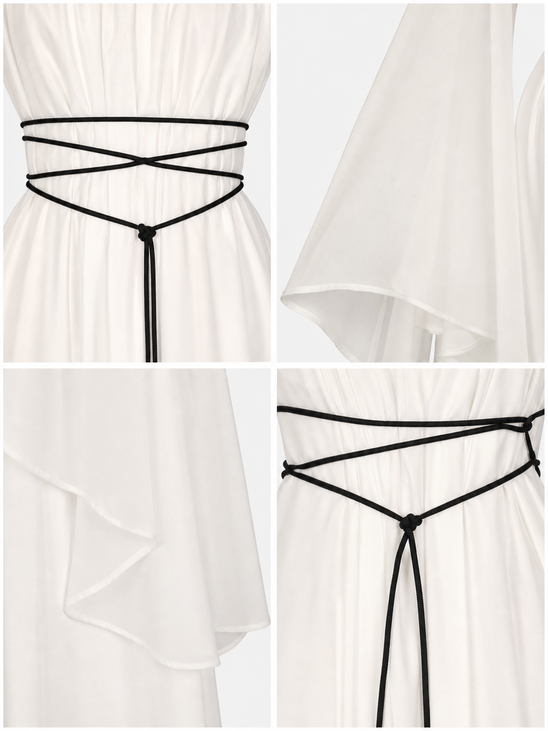 White Long Dress with Black Lacing