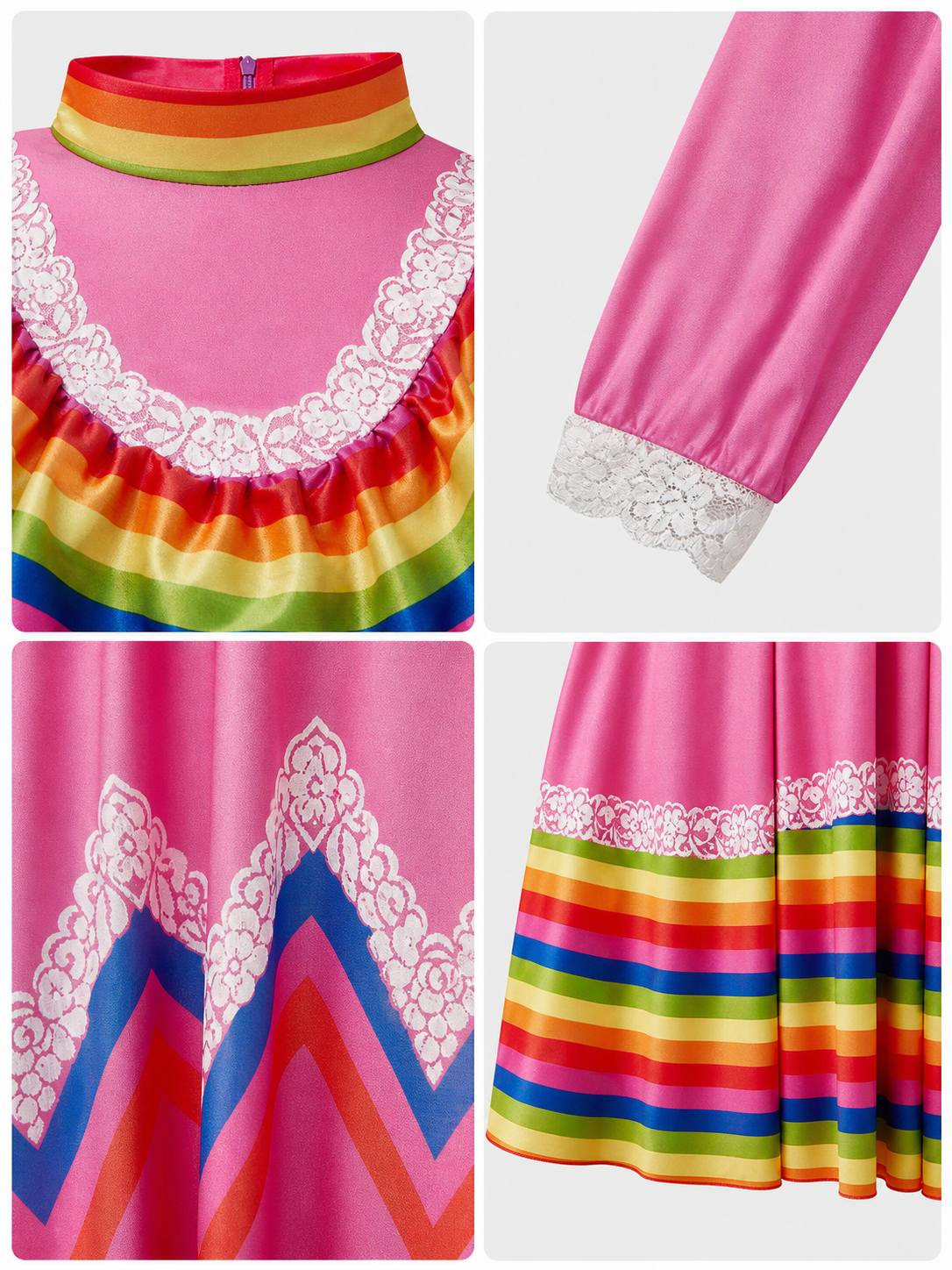 Folkloric Dress with a Full Skirt and Lace