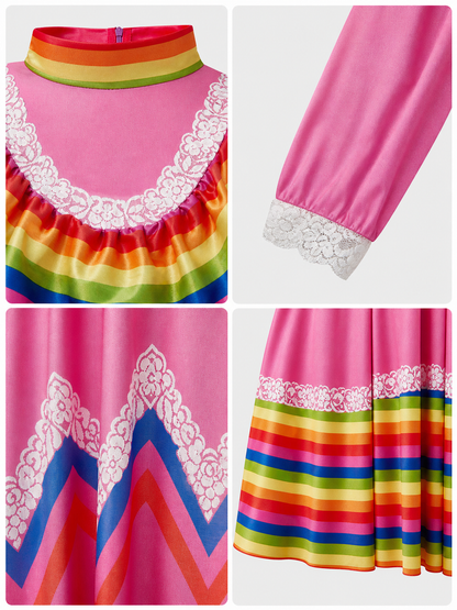 Folkloric Dress with a Full Skirt and Lace