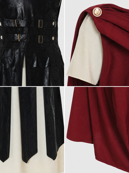 Character Costume: Retro Dress with Cape and Belts detail view
