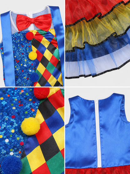 Clown Costume with a Full Skirt and Hat