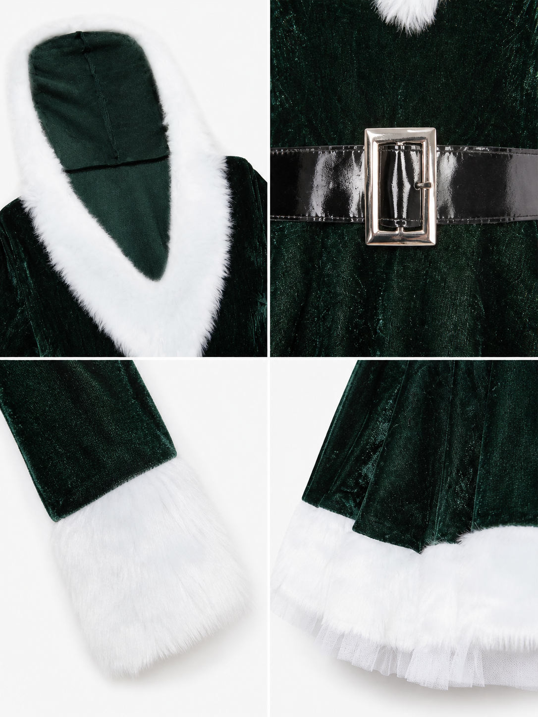 Christmas Dress with Hood and Decorative Belt detail view