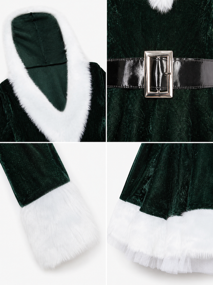 Christmas Dress with Hood and Decorative Belt detail view