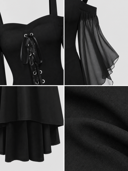 Gothic Lace-Up Strappy Dress