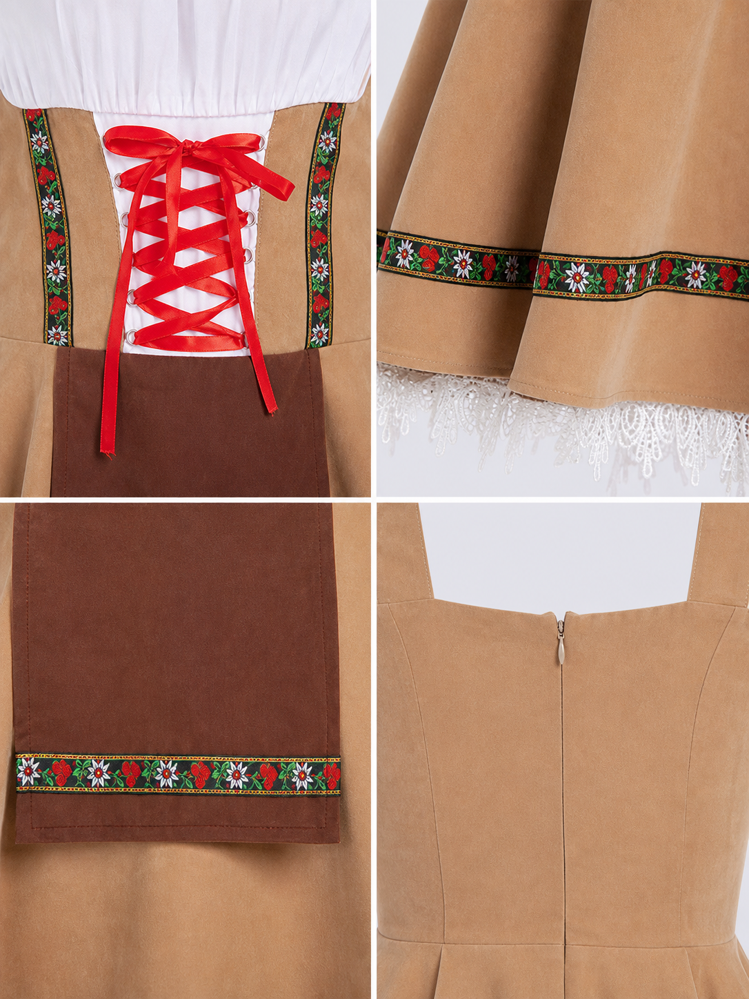 Bavarian cosplay dress with apron and lace