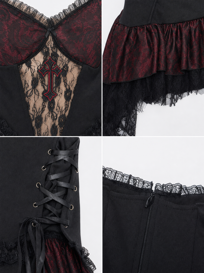 Gothic cosplay dress with lace and ruffles