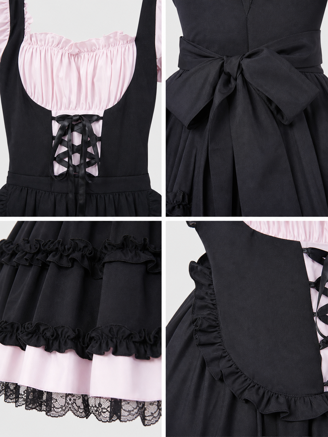 Lolita-Style Uniform Dress, Black and Pink Costume