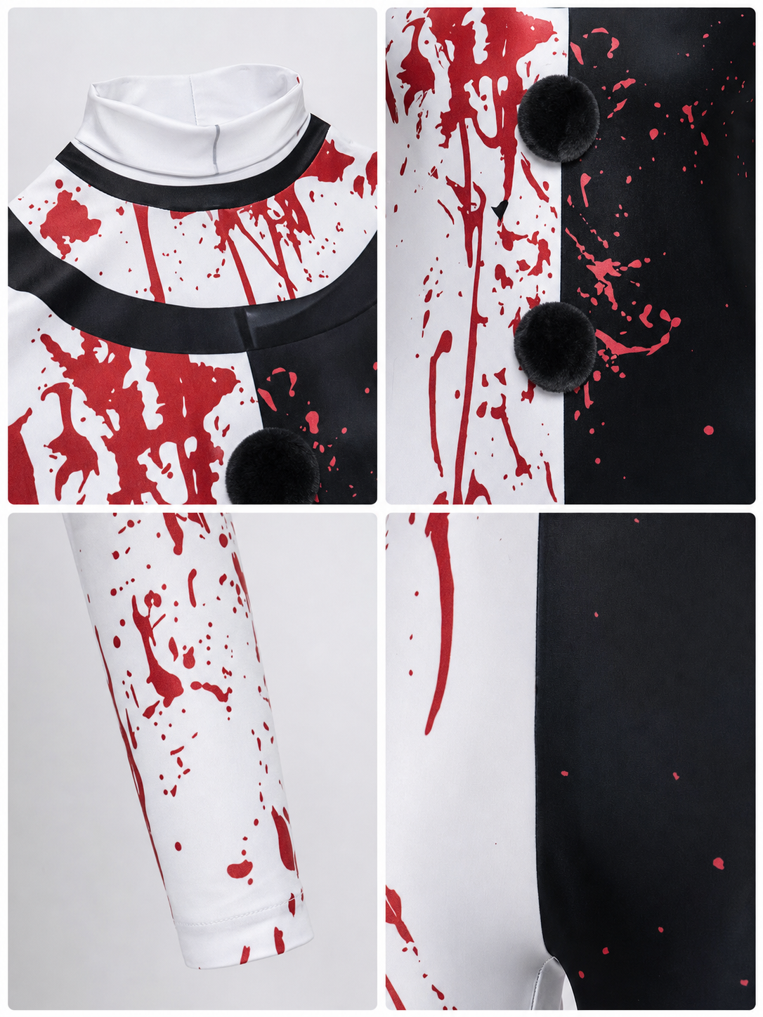 Scary Clown Costume with Mask and Blood Splashes