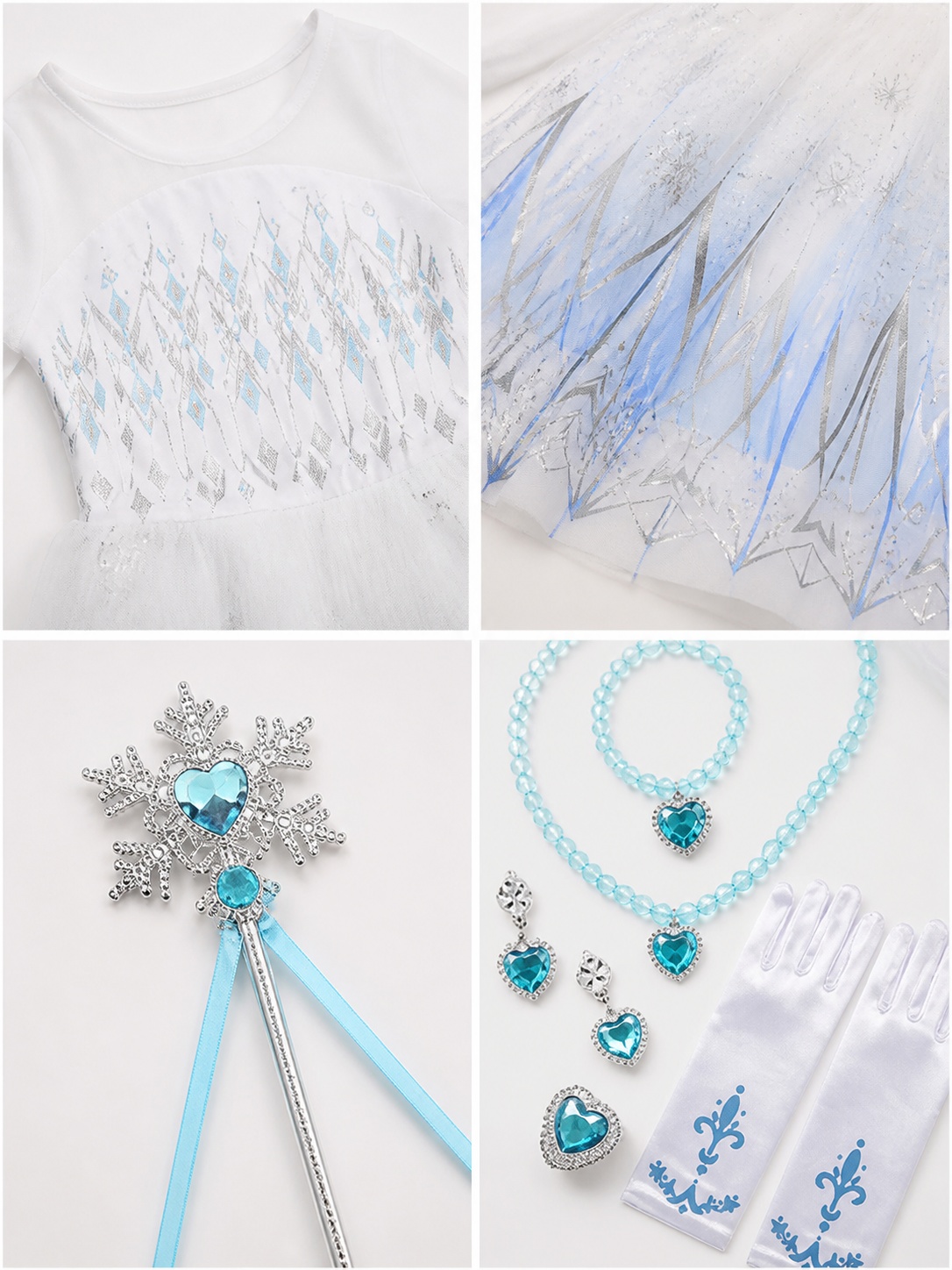 White and Blue Princess Costume for Halloween detail view
