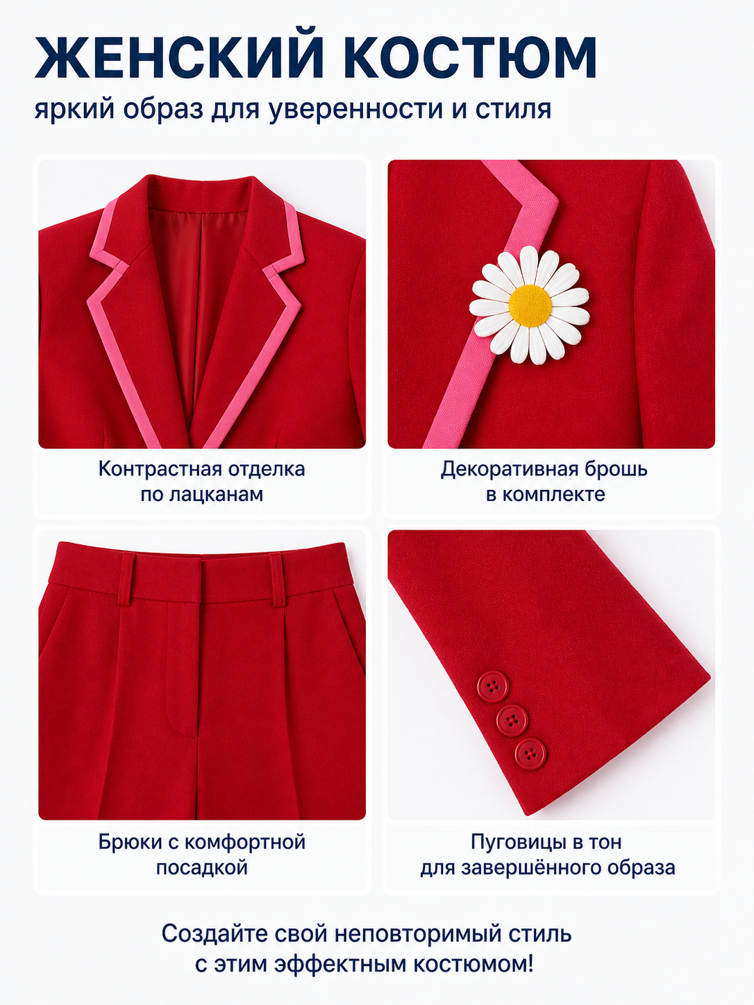Pantsuit with Blazer, Pants, and Turtleneck detail view