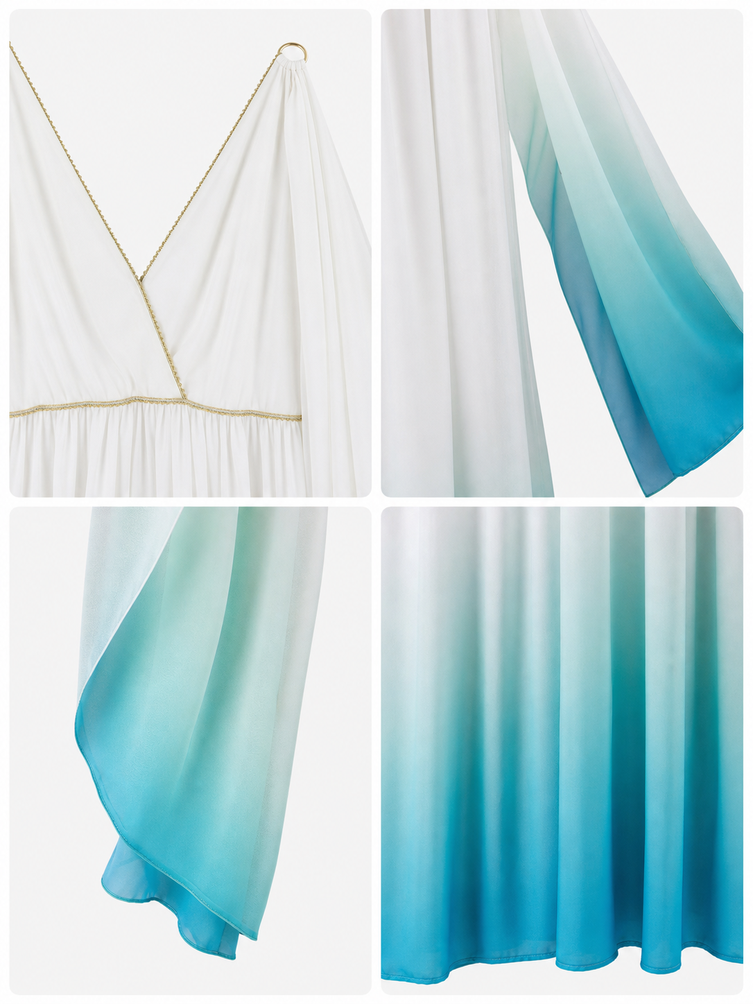 Gradient Maxi Dress with Gold Trim