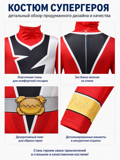 Halloween Ranger Jumpsuit with Lightning Bolt Designs detail view