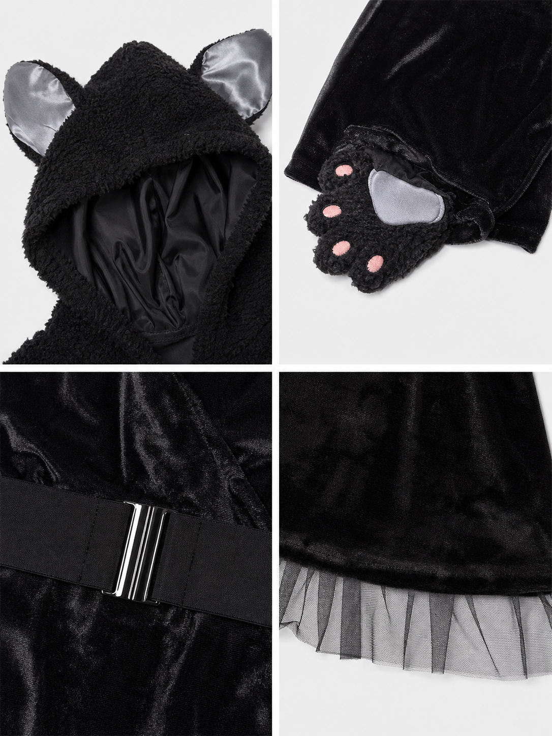 Black Cat Carnival Costume with Hood