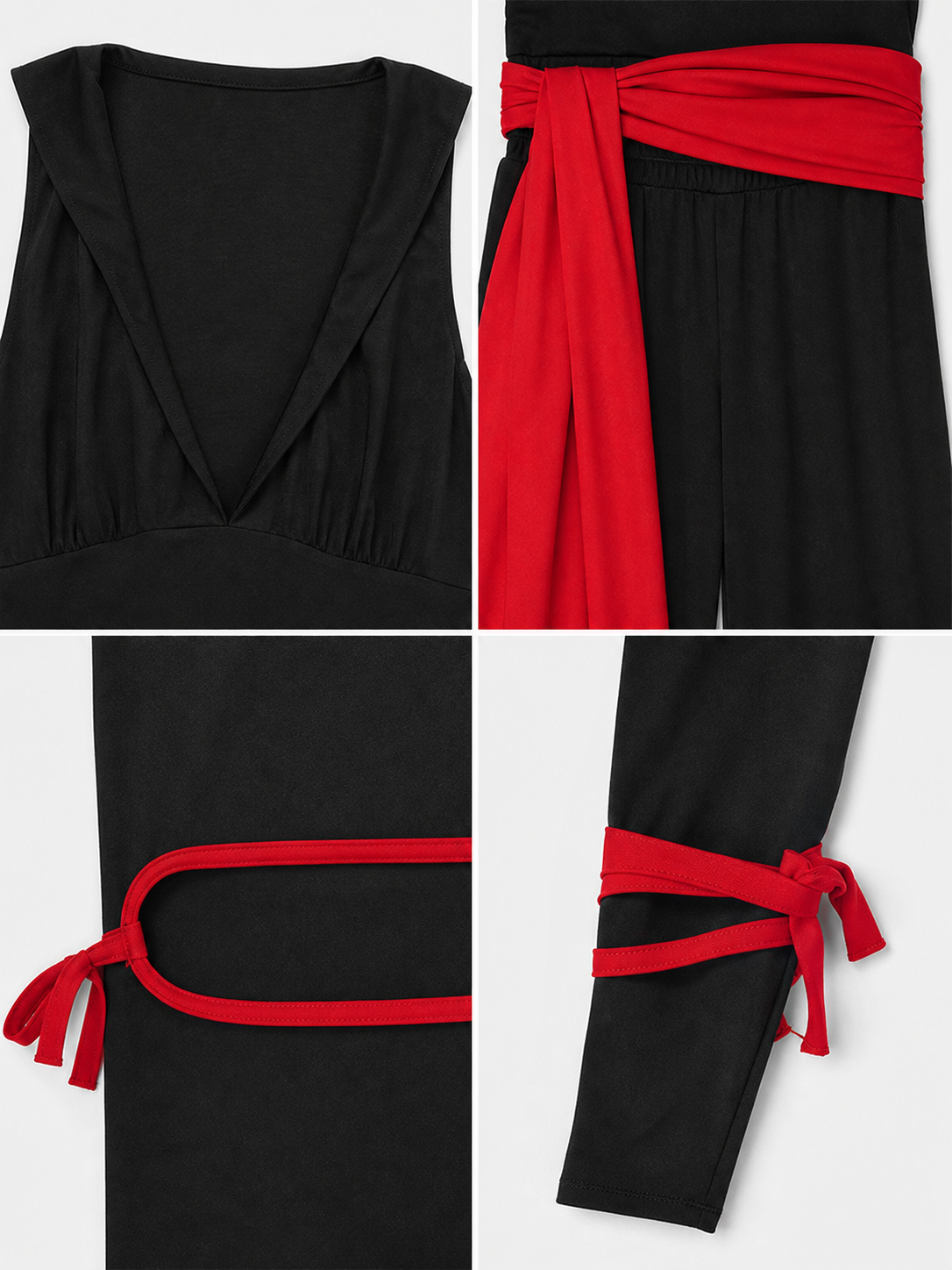 Ninja Costume with Mask and Red Belt