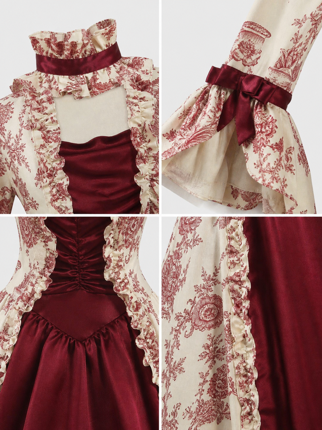 Vintage Dress with an Ornate Pattern and Full Sleeves