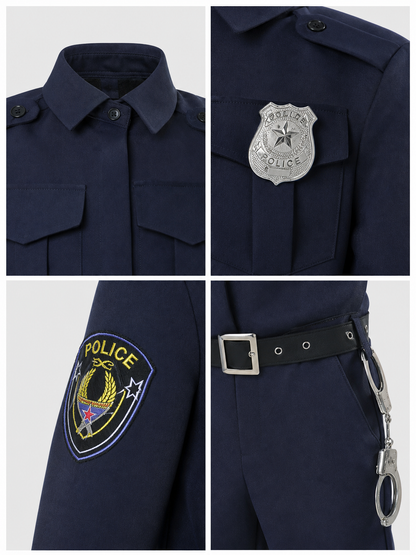 Long-Sleeve Police Jumpsuit for Role-Play
