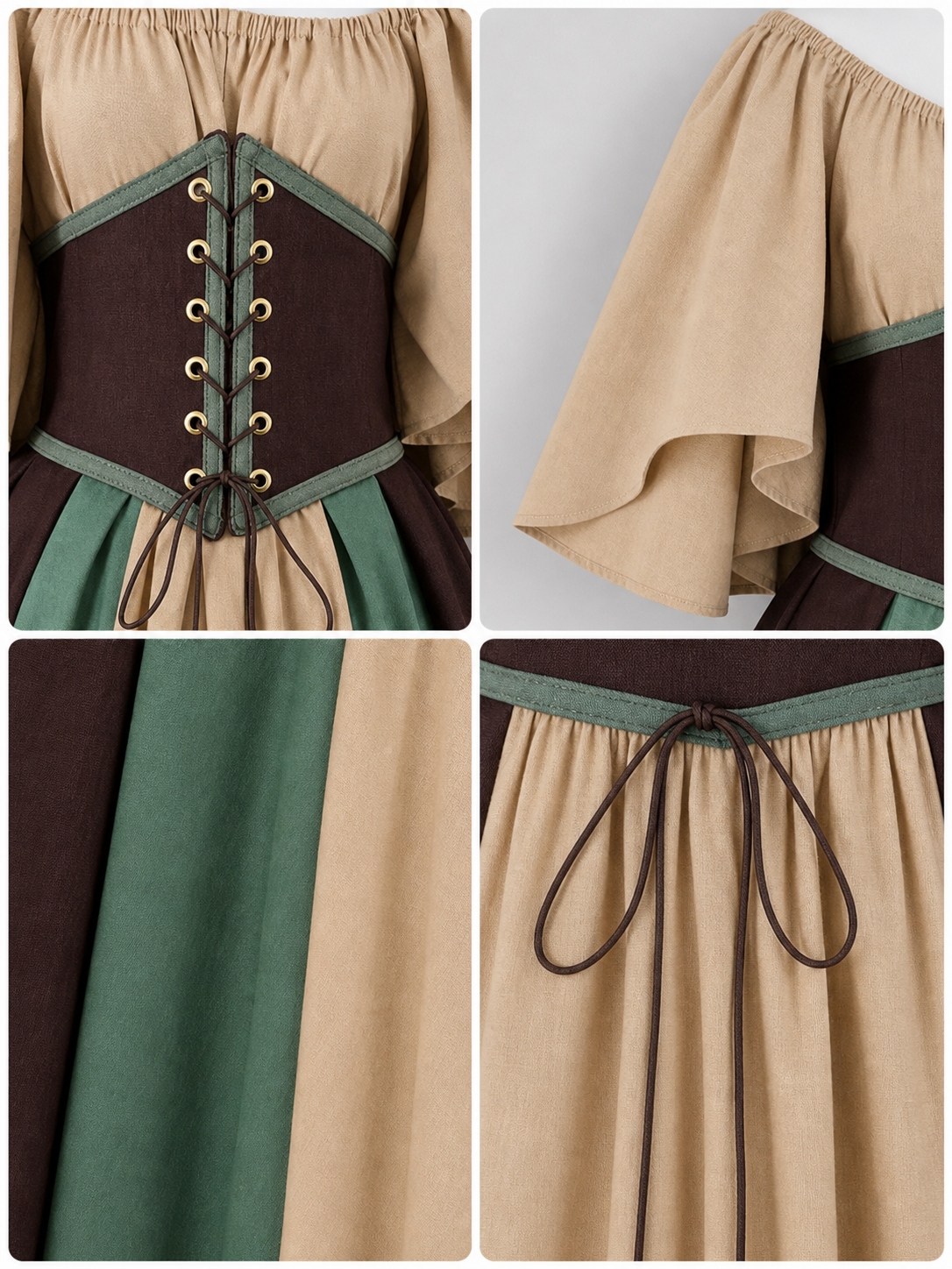 Medieval Dress with Corset Lacing and Ruffles