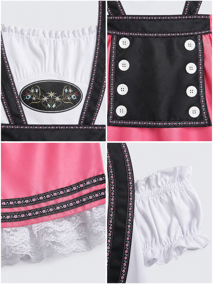 Pink costume dress in dirndl style, M–XXL