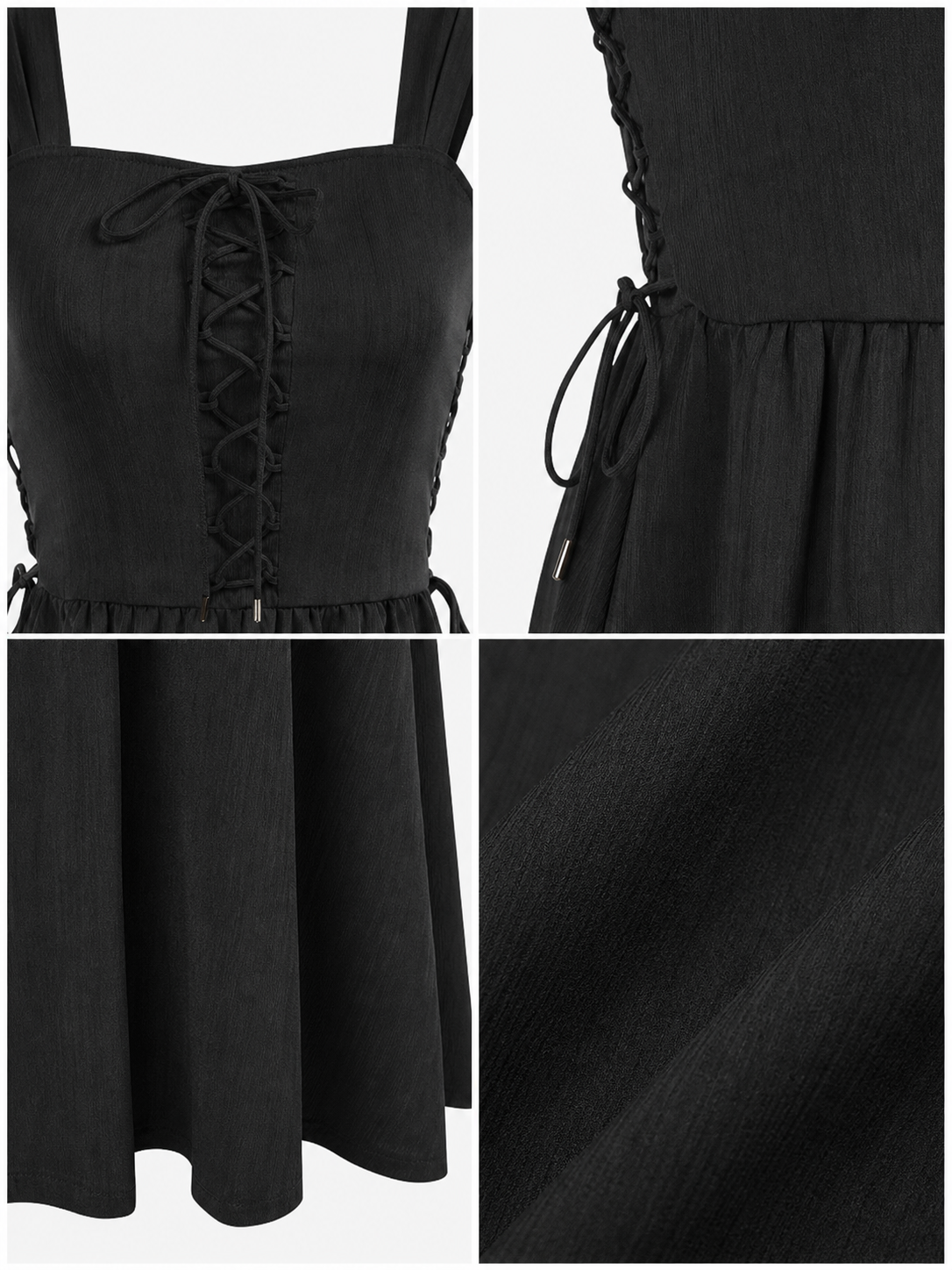 Black lace-up midi costume dress product view 22