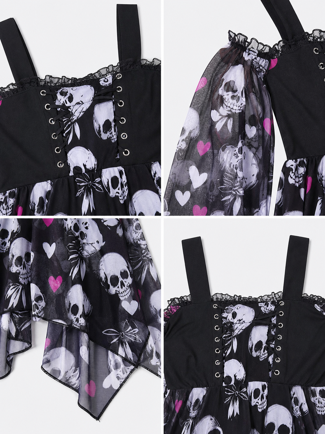 Gothic Dress with Straps and an Uneven Hem